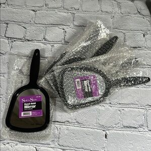 Soft N' Style Hand-Held Black Mirror (4 1/2"L X 3 3/4"W)  5 pack NEW